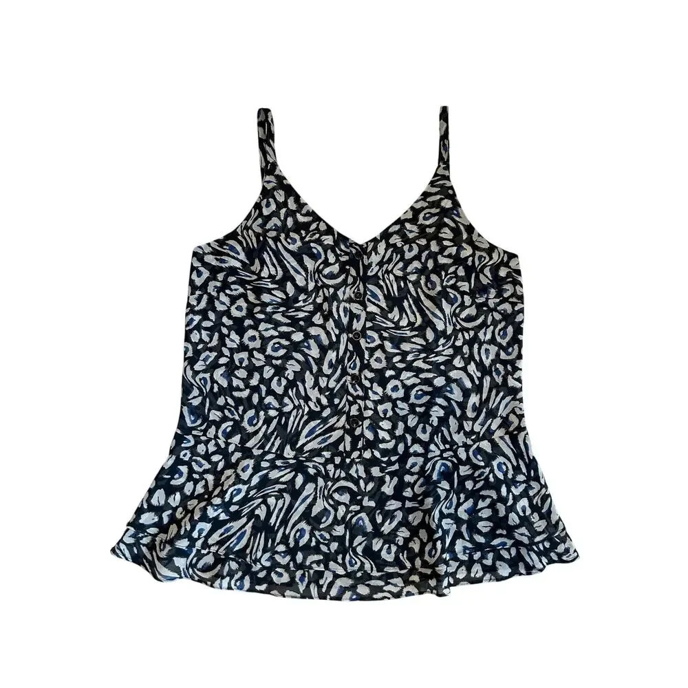 CAbi Blue and Gray Peplum Camisole Top